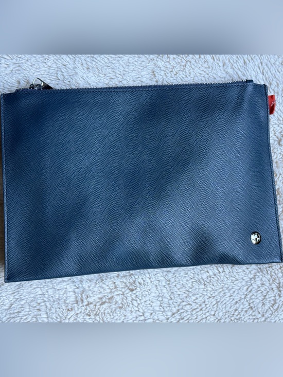 Official BMW Lifestyle Saffiano Leather Pouch Travel Clutch Blue